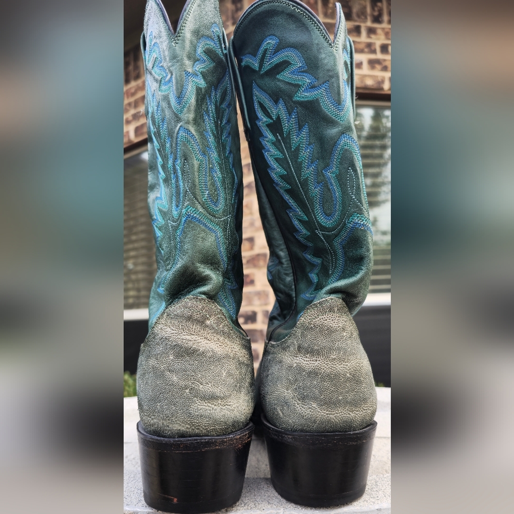 Lucchese Green Elephant Cowboy Boots 13D - Picture 7 of 15